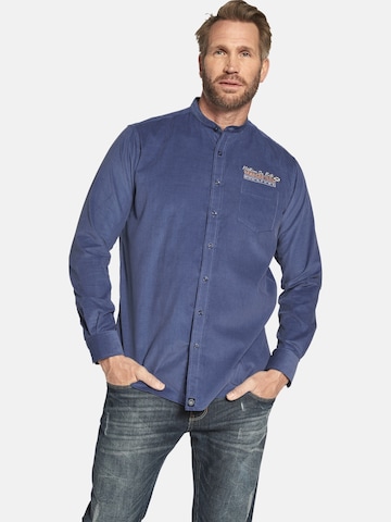 Jan Vanderstorm Comfort fit Button Up Shirt ' Storven ' in Blue: front