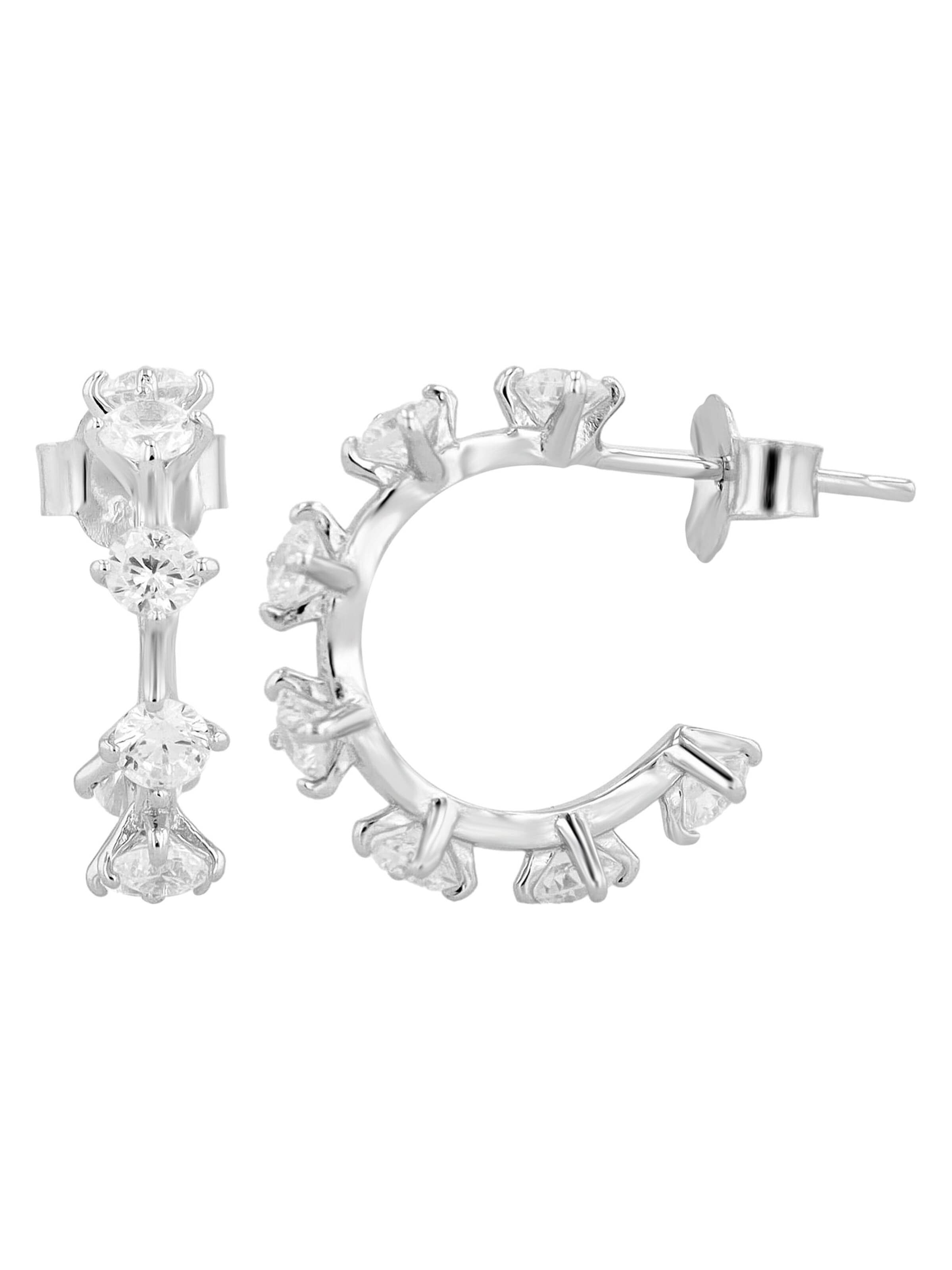 Akzent Earrings '"Twig" aus 925 Sterlingsilber, rhodiniert, langlebig' in Silver