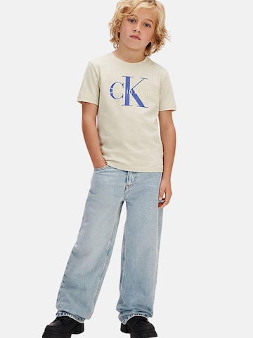Calvin Klein Kids T-shirt 'CK MONO LOGO SS T-SHIRT' i beige: framsida