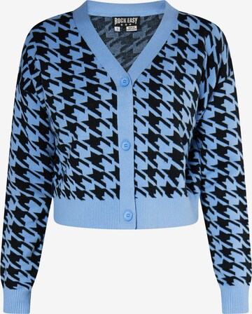 ROCKEASY Knit Cardigan in Blue: front