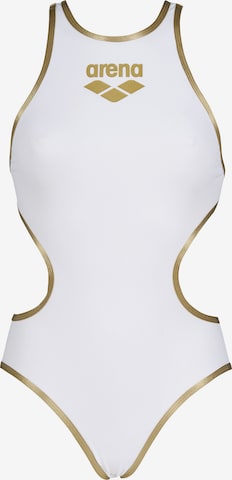 ARENA - Soutien Bustier Fato de banho desportivo 'ONE BIGLOGO' em branco: frente