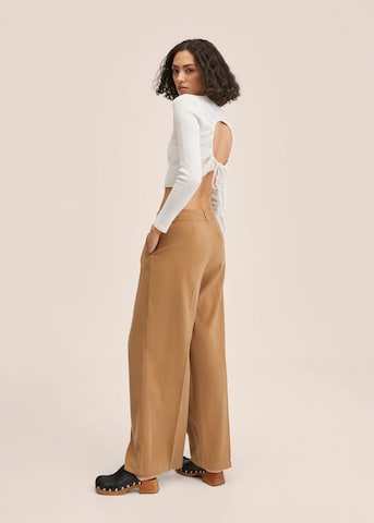 MANGO Wide leg Pleat-Front Pants 'Paul' in Brown