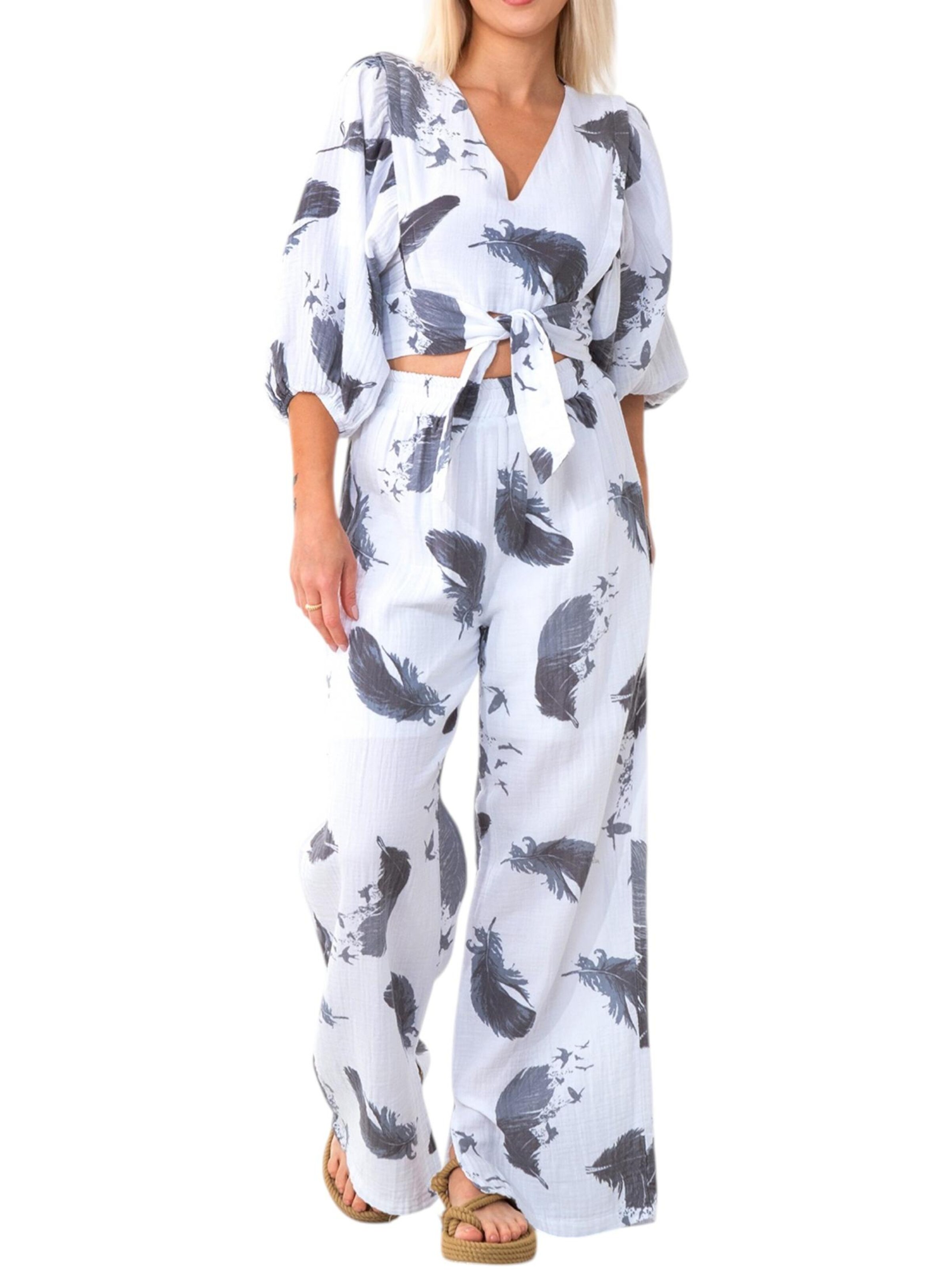 WENOR Hjemmedragt 'FLOWSET' i grå