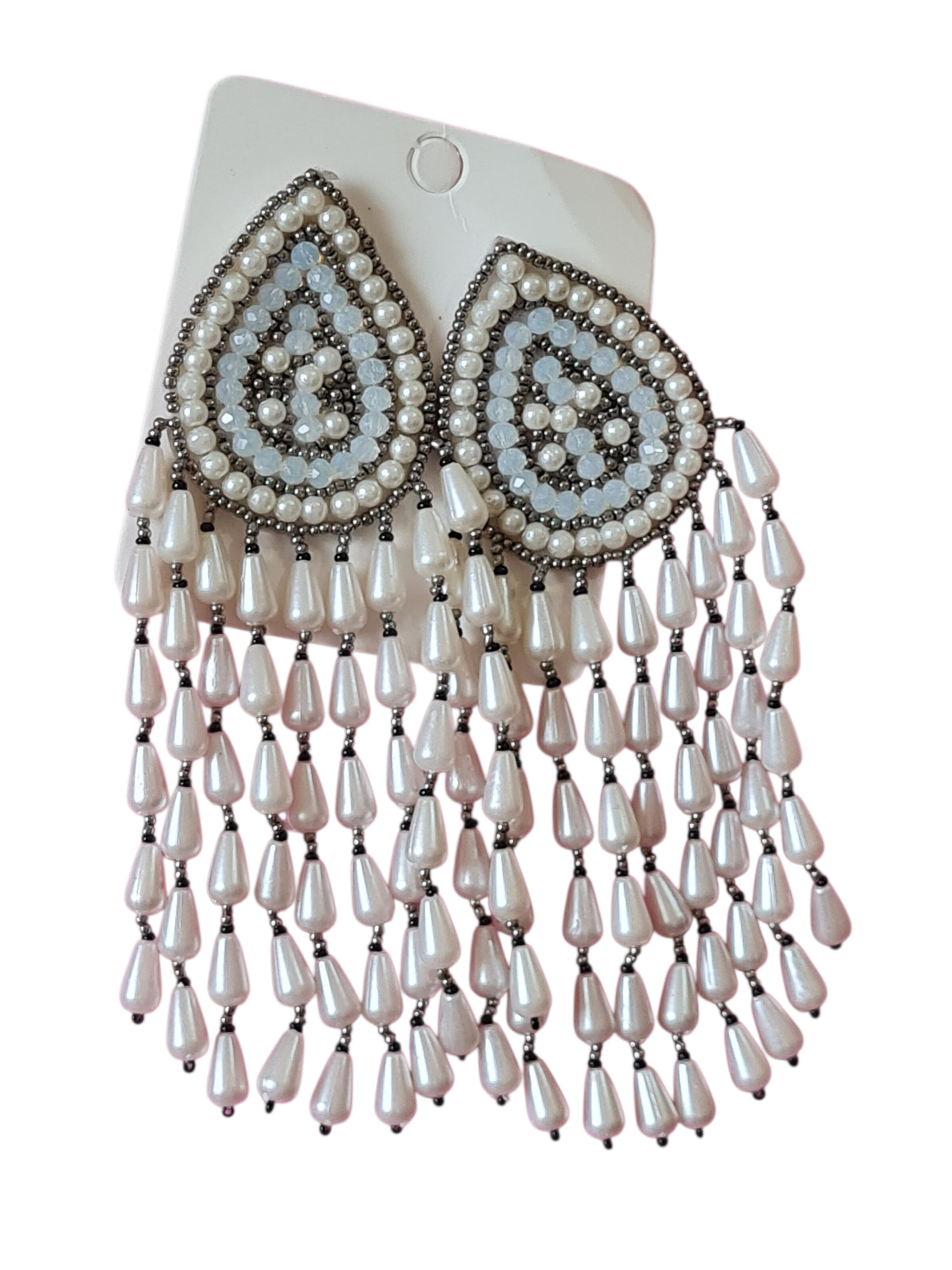 PfauGermany Earrings 'Hangeing Beads' in White