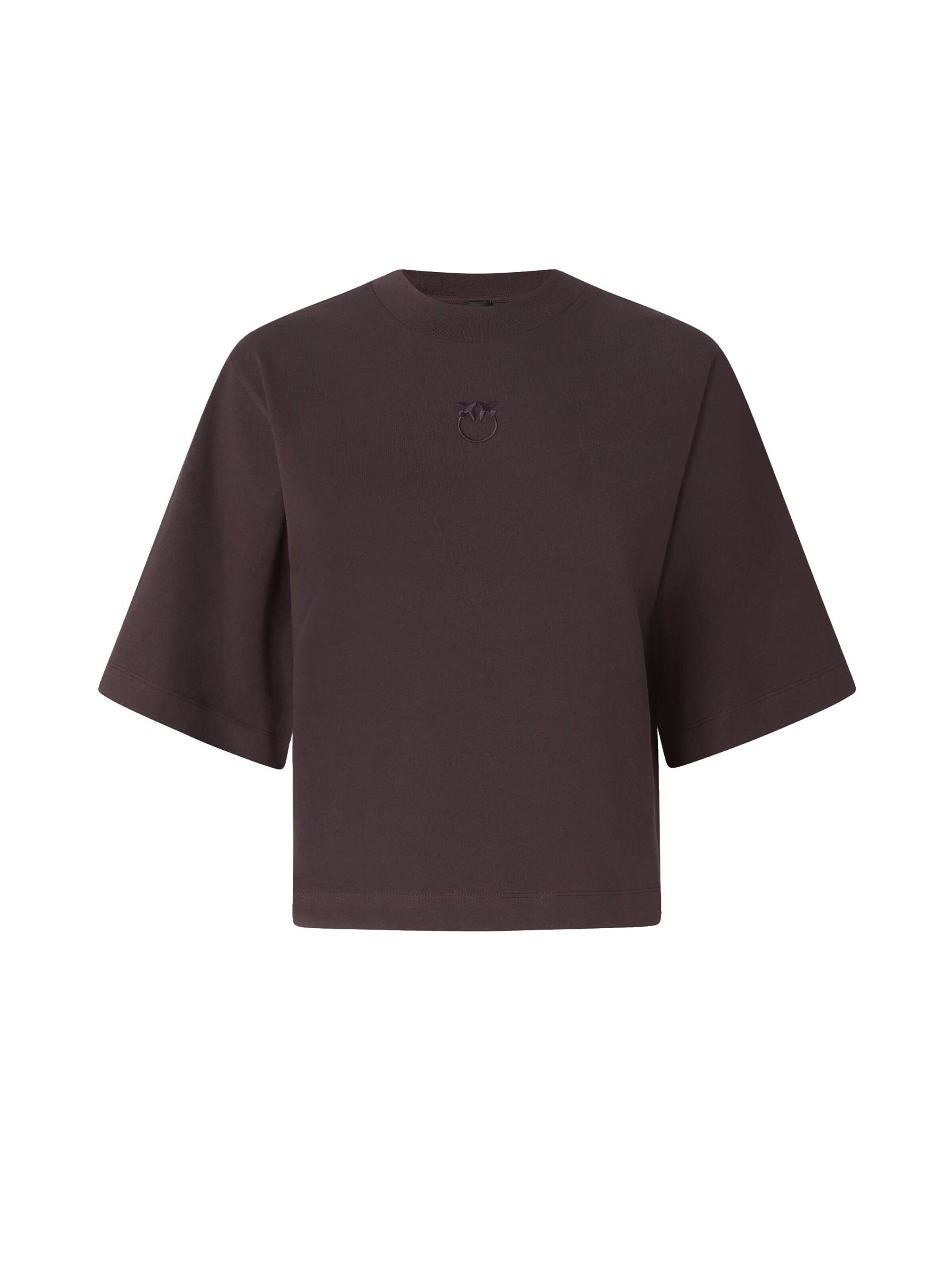PINKO Koszulka 'PINKO NIAMEY T-SHIRT JERSEY LOGO BIRDS EFFETTO RICAMO T-SHIRT' w kolorze brązowy: przód