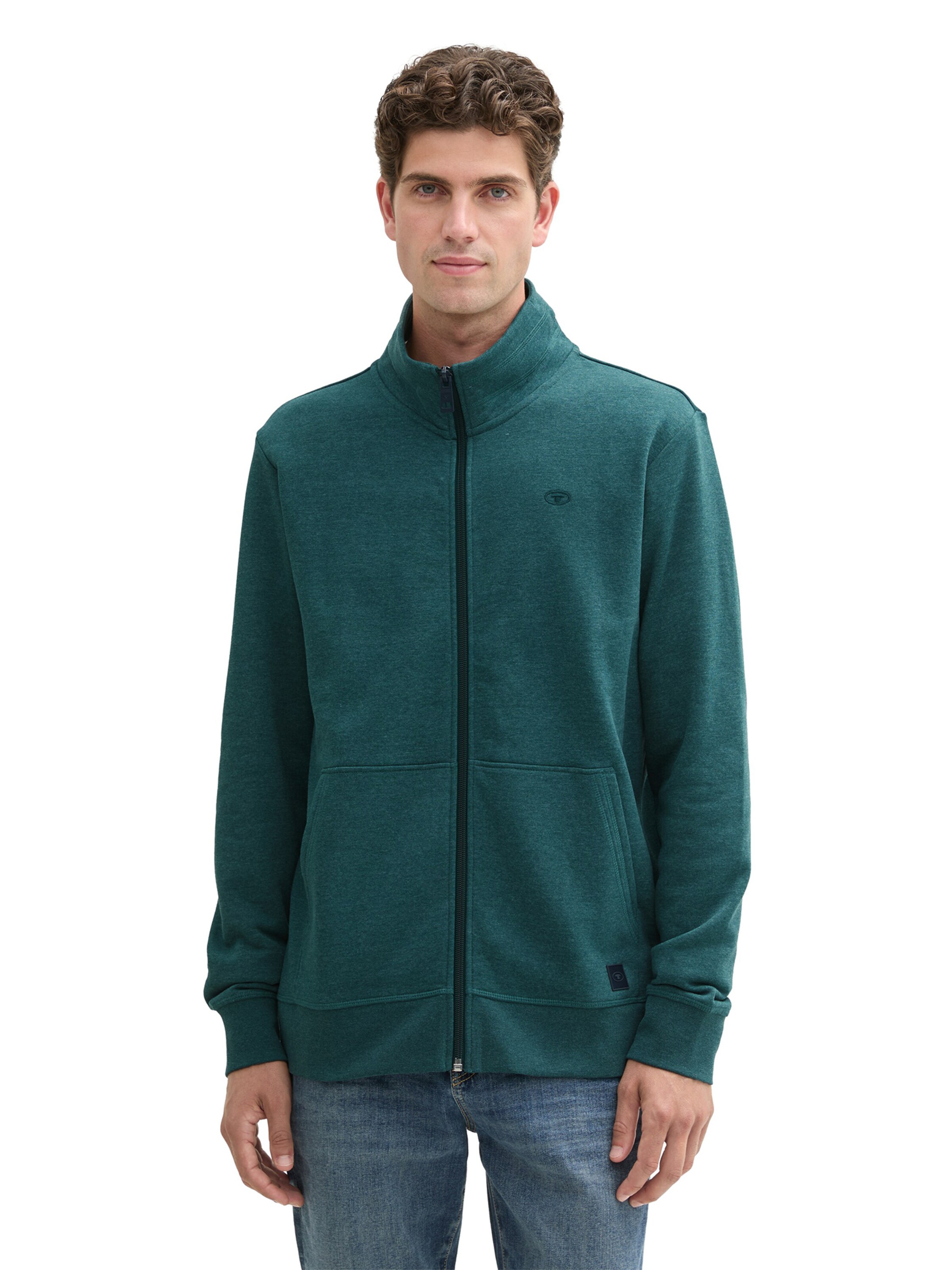 TOM TAILOR Sweat jacket in Green: front