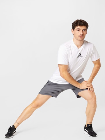 ADIDAS PERFORMANCE Regular Workout Pants 'Train Essentials Piqué 3-Stripes' in Grey