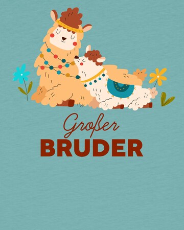 T-Shirt 'Lama Großer Bruder' watabout.kids en bleu