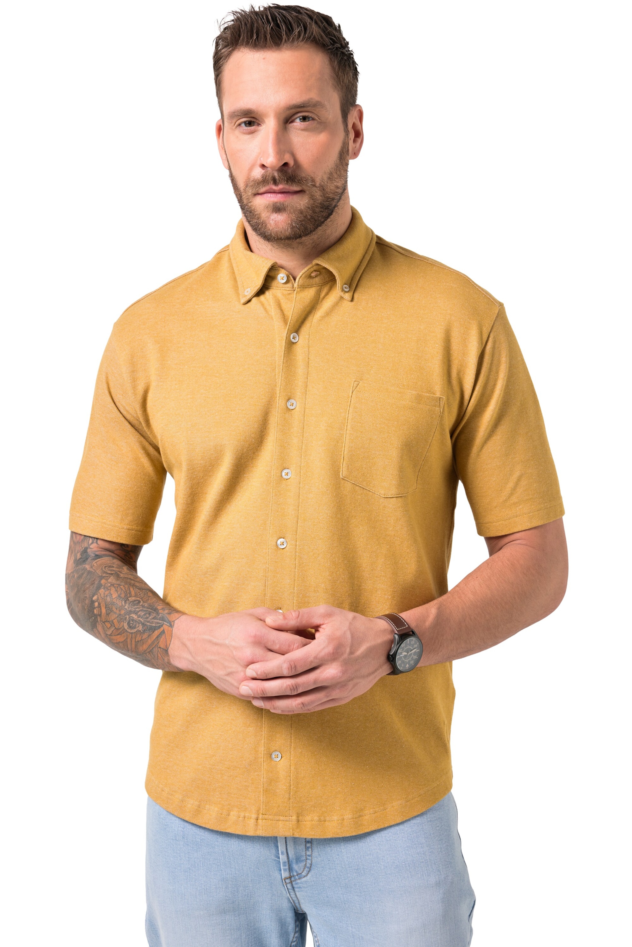 JP1880 Regular fit Button Up Shirt in Brown: front