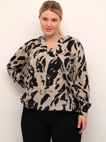 KAFFE CURVE Blouse 'Diana' in Zwart: voorkant