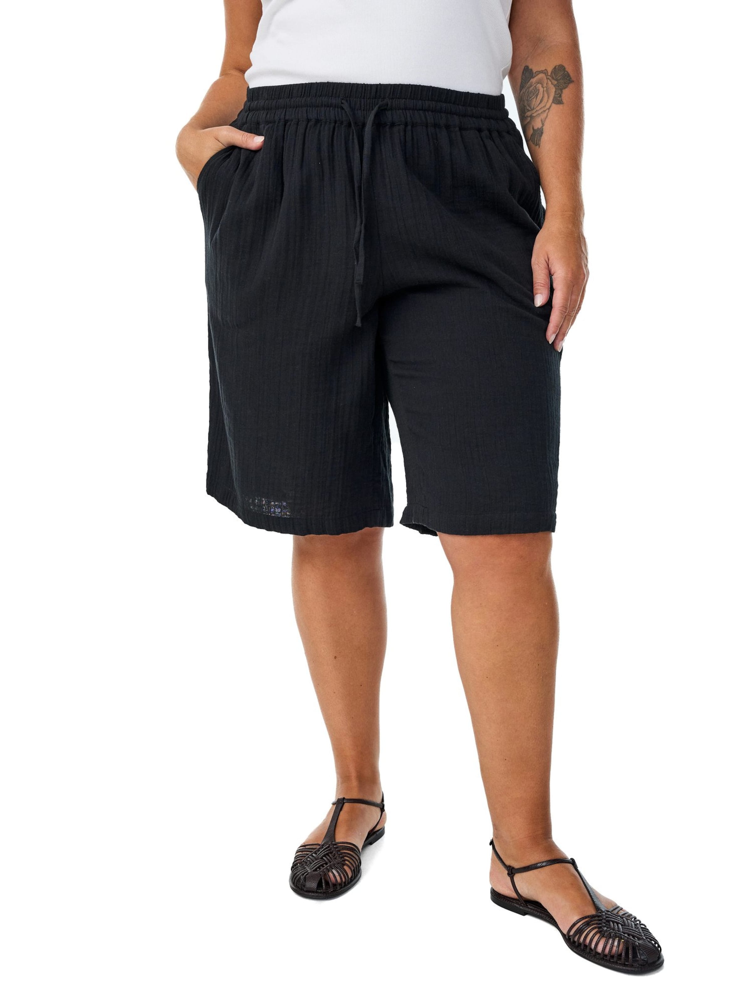 Loosefit Pantalon 'Vvivu' Zizzi en noir : devant