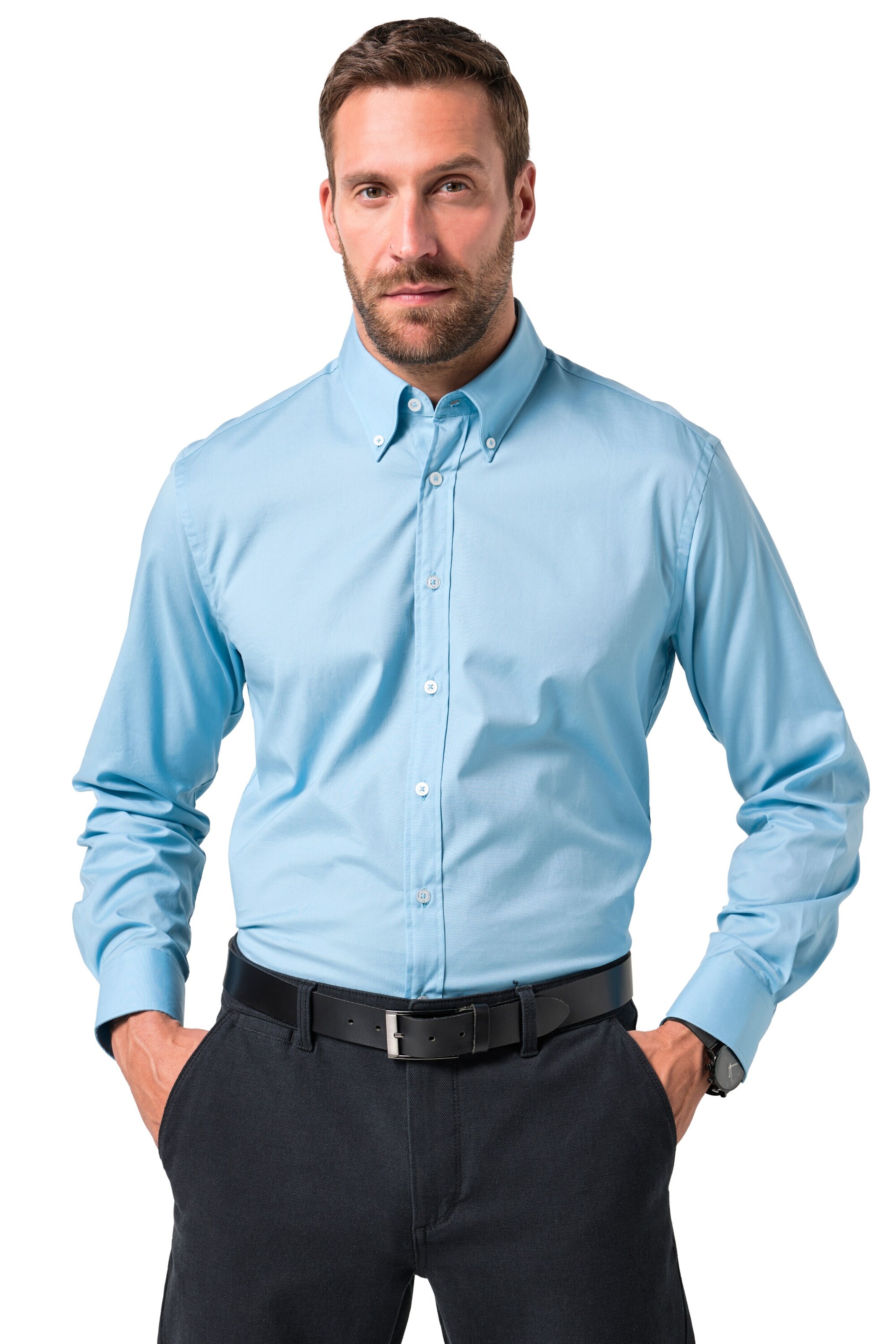 JP1880 Comfort fit Overhemd in Blauw: voorkant