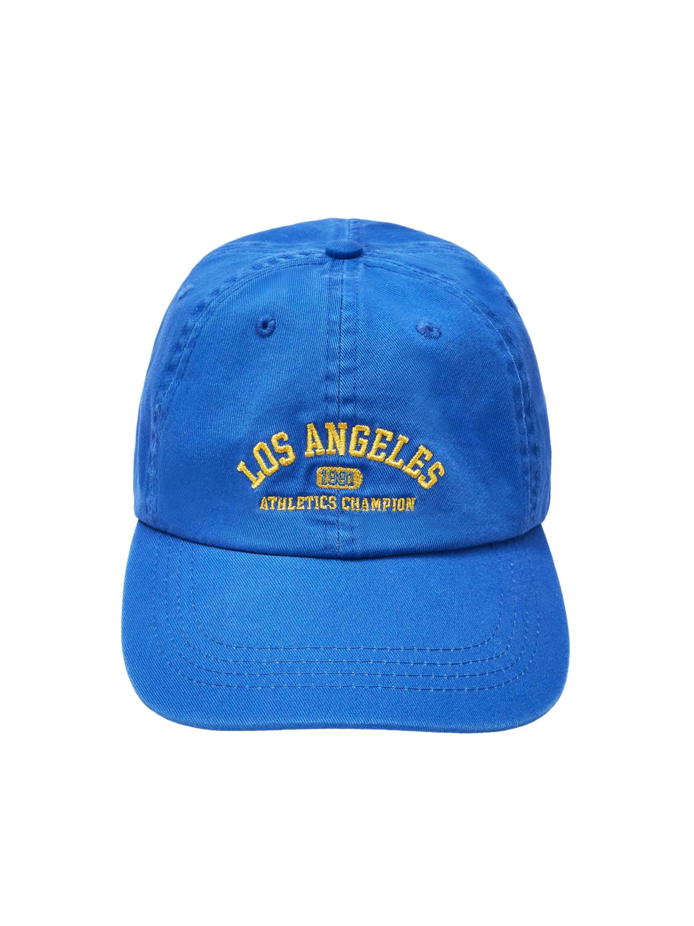 Pull&Bear Čiapka 'LOS ANGELES', veľkosť 55-60 - azúrová / žltá, Produkt