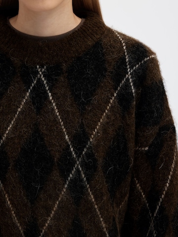 SELECTED Pullover 'Argyle' in Braun