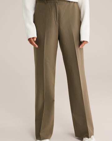 WE Fashion Wide leg Trousers with creases in Brown: front