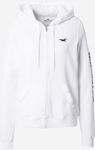 HOLLISTER Zip-Up Hoodie in White: front