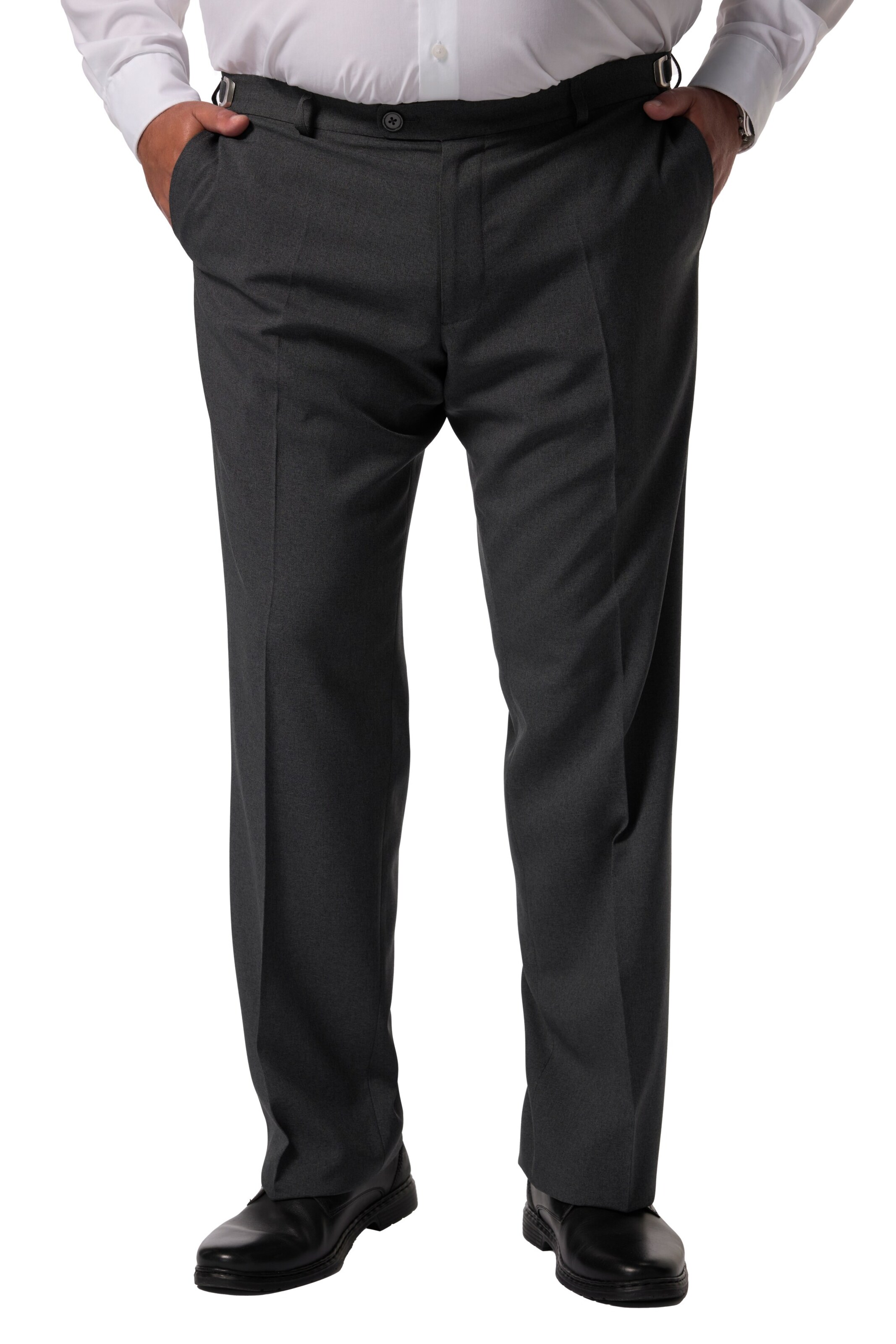 Men Plus Regular Pleated Pants in Grey: front