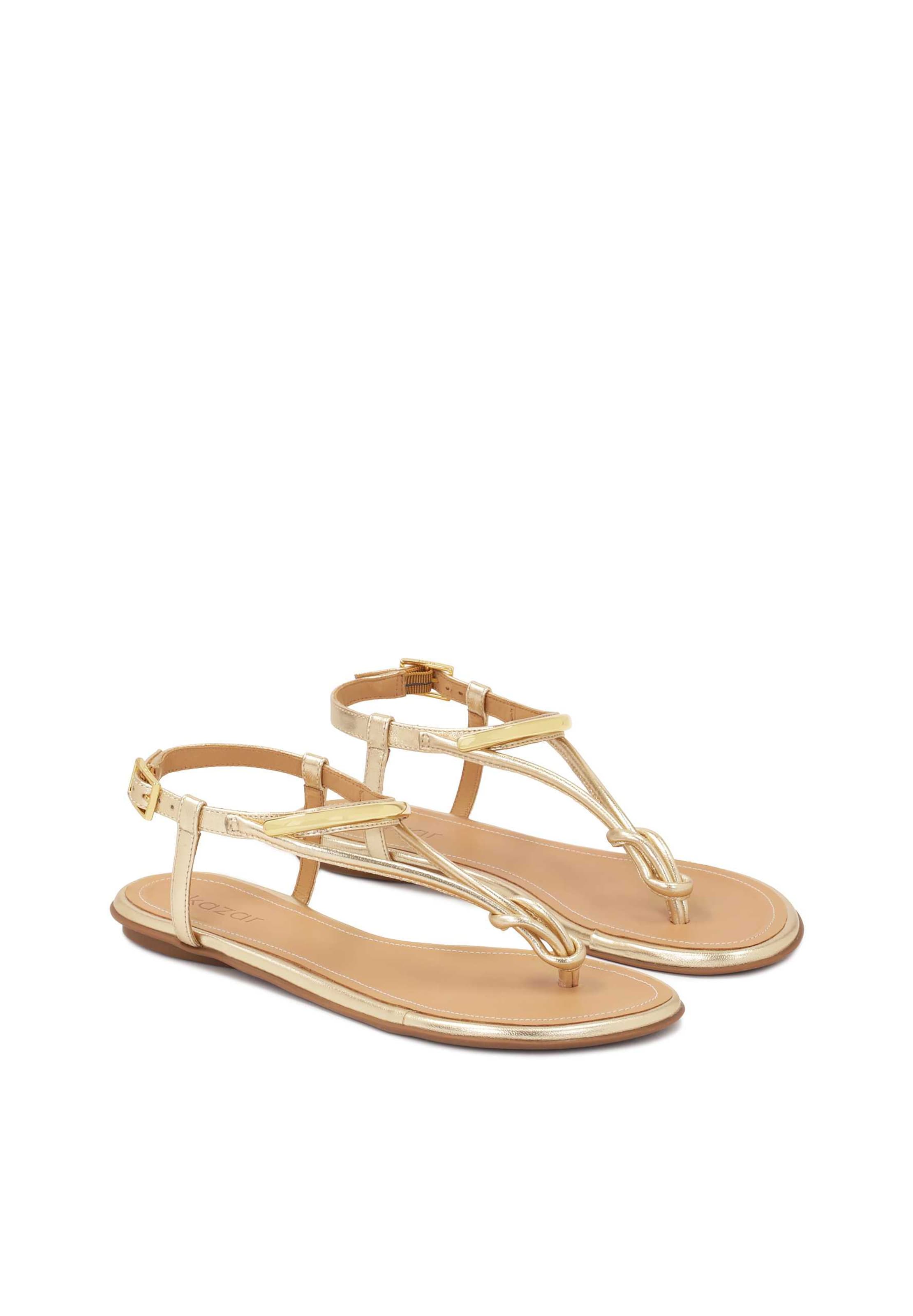 Kazar T-bar sandals in Gold