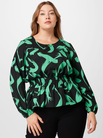 PIECES Curve Blouse 'FOBBI' in Zwart: voorkant