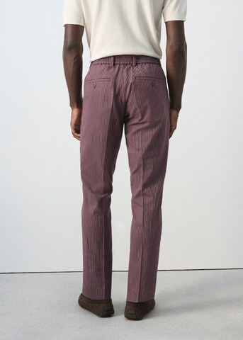 MANGO MAN Slim fit Pleated Pants 'Rainier' in Purple