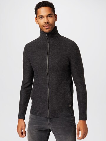 Petrol Industries Knit Cardigan in Black: front