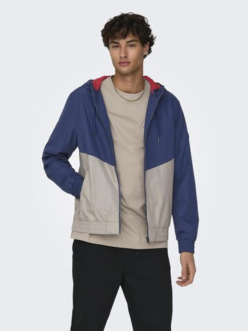 Veste mi-saison Only & Sons en bleu : devant