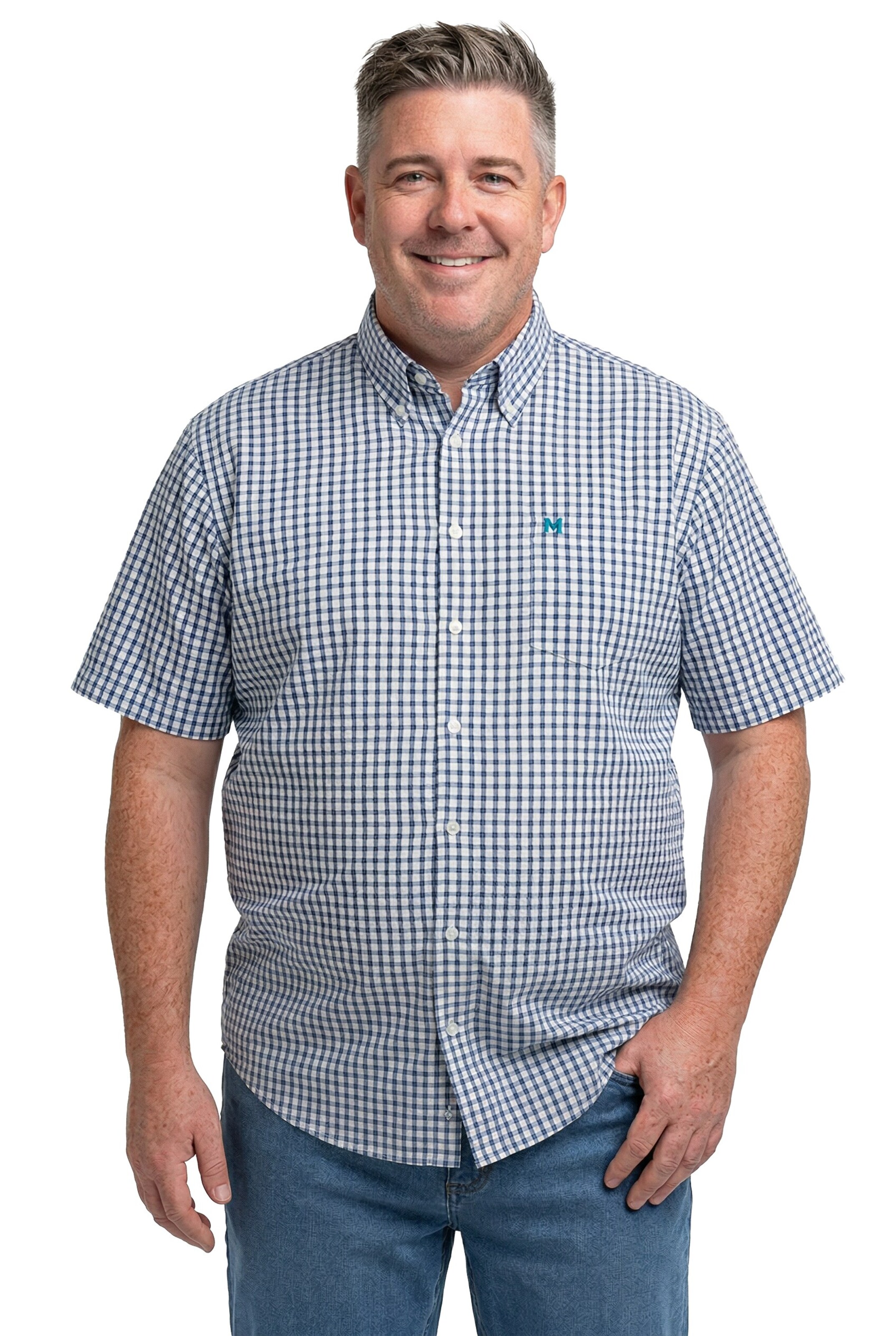 Men Plus Regular fit Overhemd in Groen: voorkant