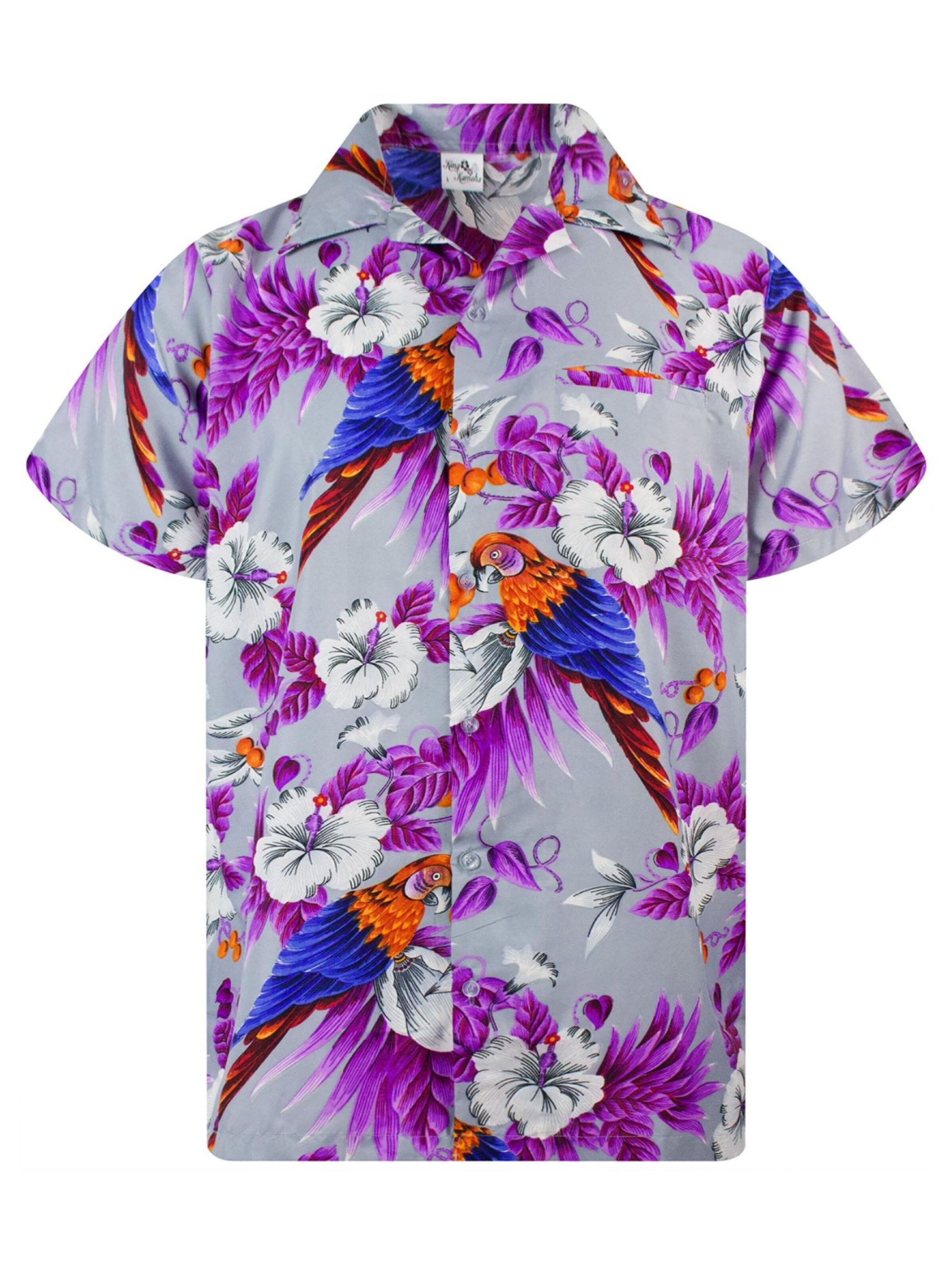 King Kameha Shirt 'Cherryparrot' in Grey: front