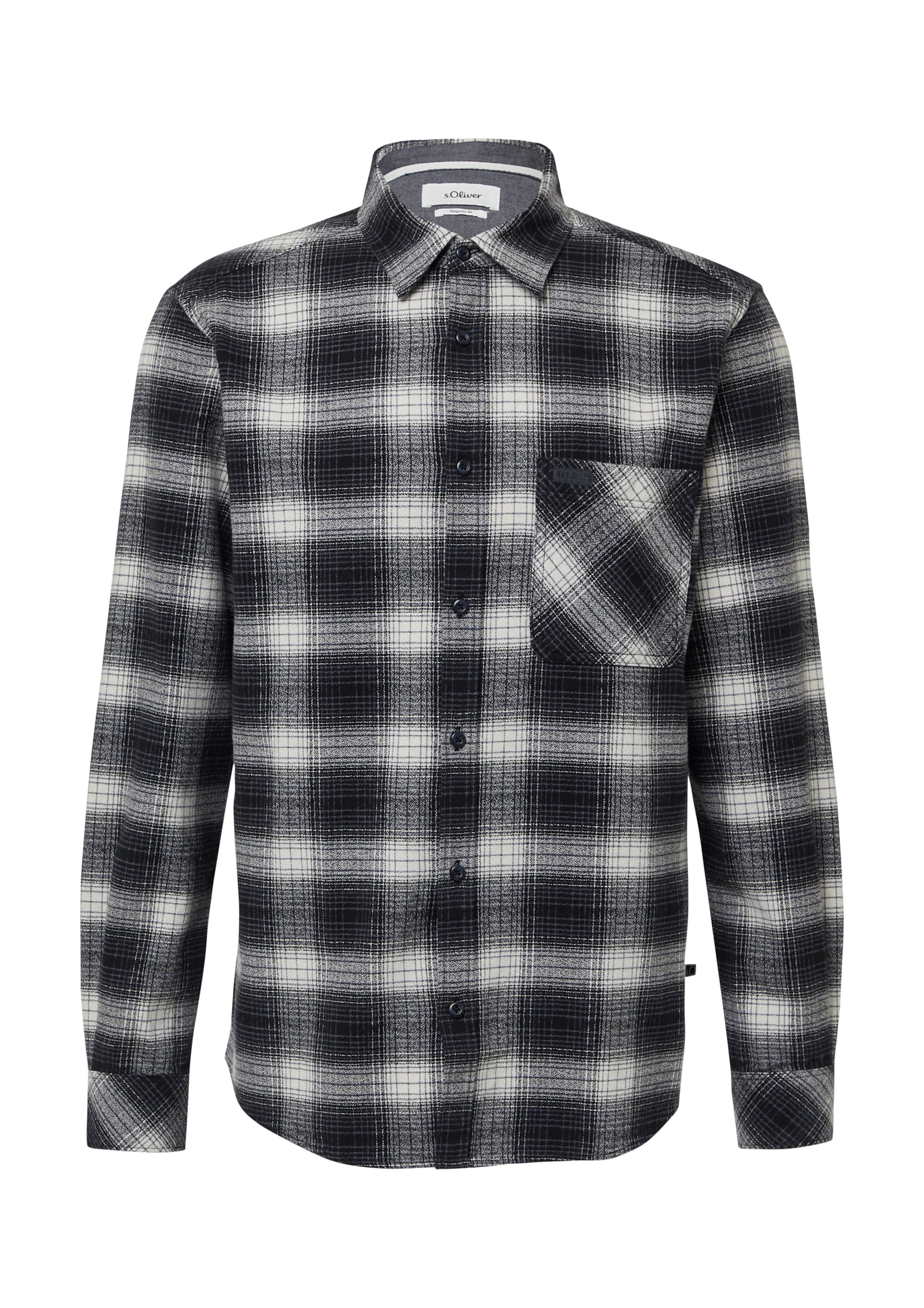 s.Oliver Regular Fit Hemd in Schwarz: Vorderseite