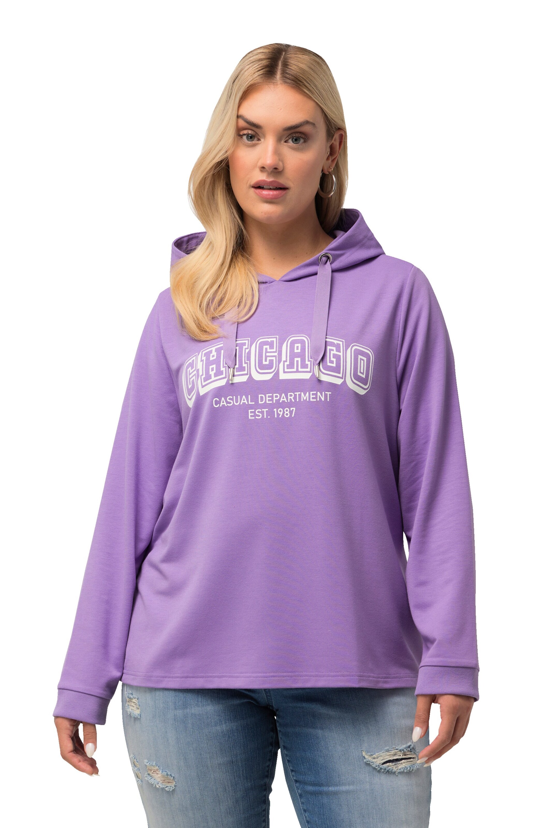 Sweat-shirt Ulla Popken en violet : devant