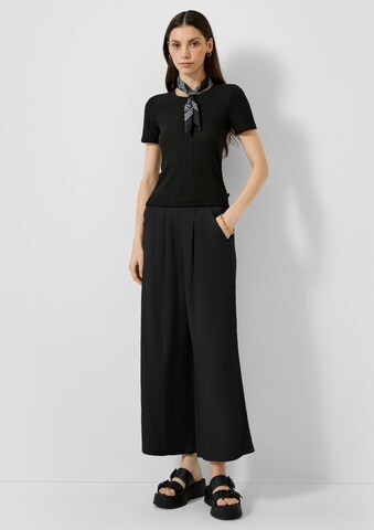 QS Wide leg Pleat-front trousers in Black