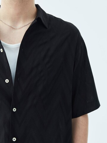 VAMOS CLO Comfort fit Button Up Shirt 'Birmingham' in Black