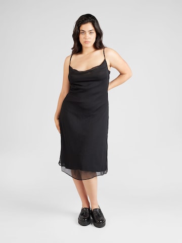 Trendyol CurveLjetna haljina - crna boja: prednji dio