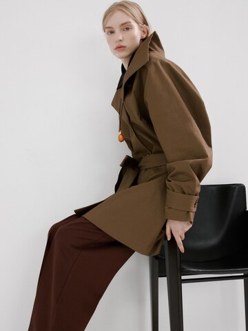 MANGO Wide Leg Suorat housut 'FLUID' värissä ruskea