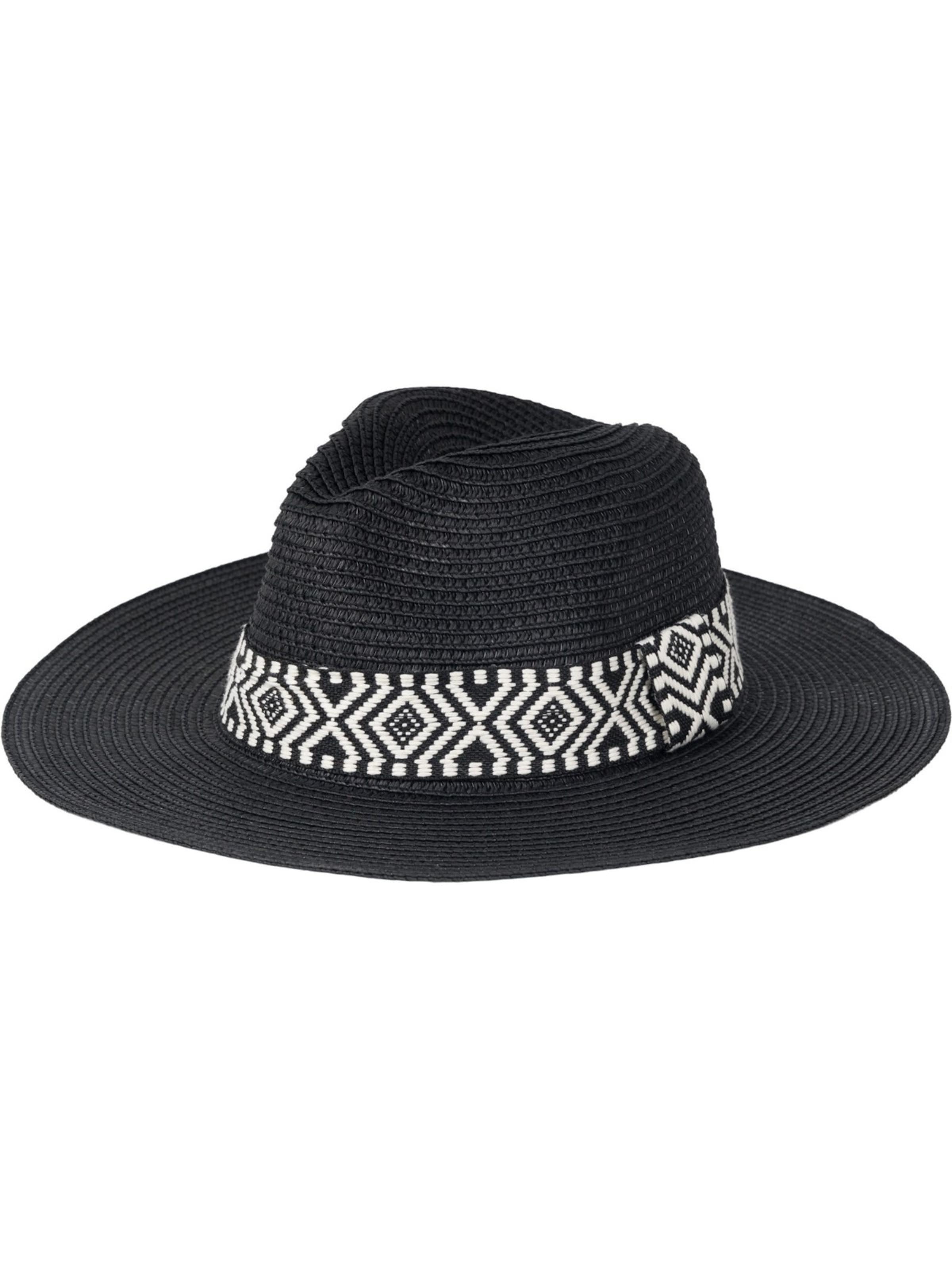 styleBREAKER Hut 'Panama Strohhut Hutband Azteken Muster'‌‌‌‌‌ in Schwarz