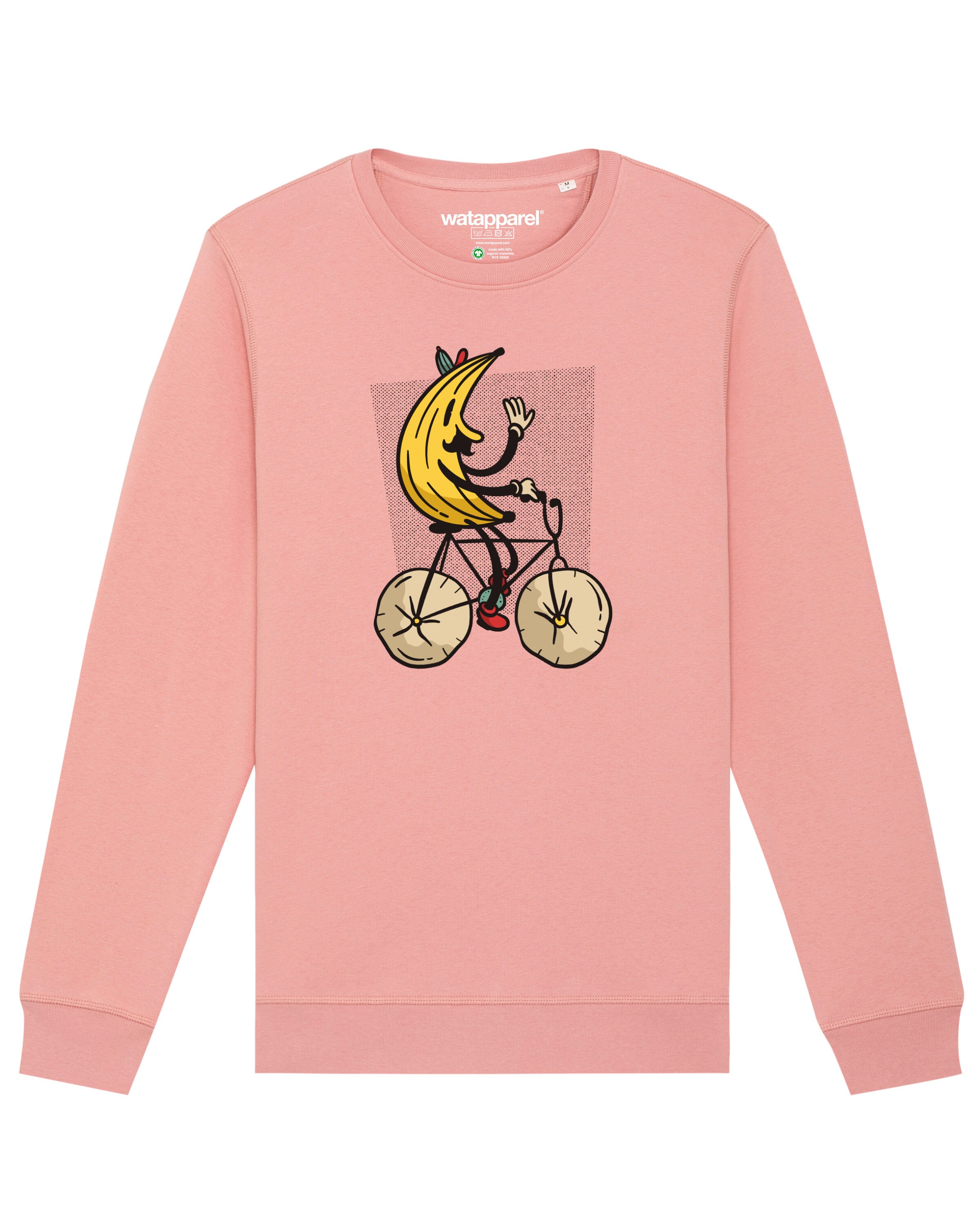 Sweat-shirt ' Banana Rider ' Watapparel en rose : devant