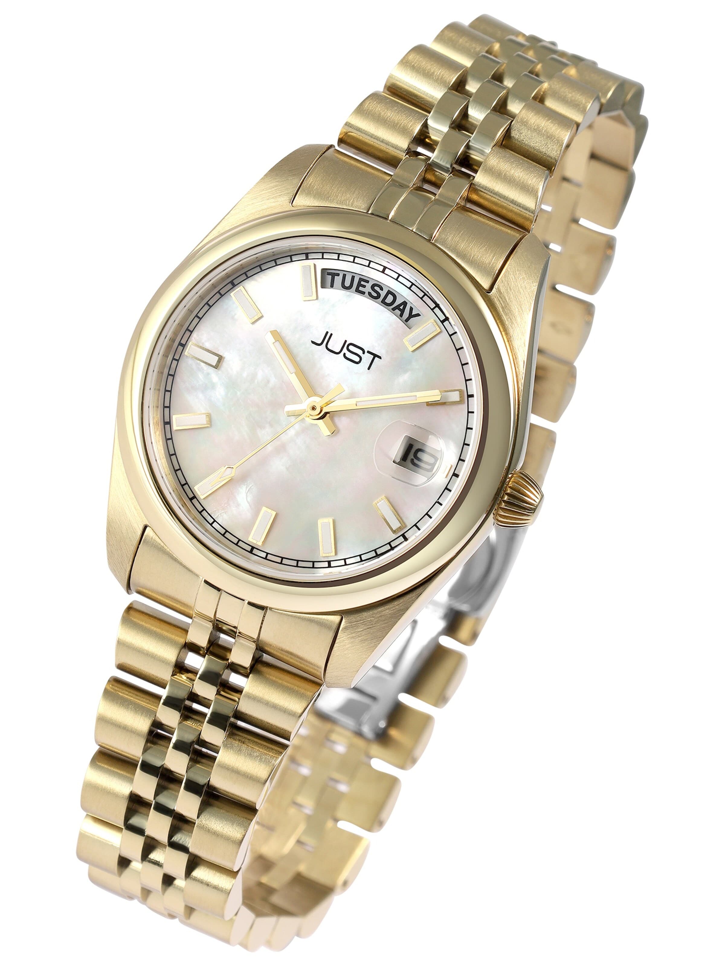 JUST Analoguhr 'Datumsanzeige'‌ in Gold: Vorderseite