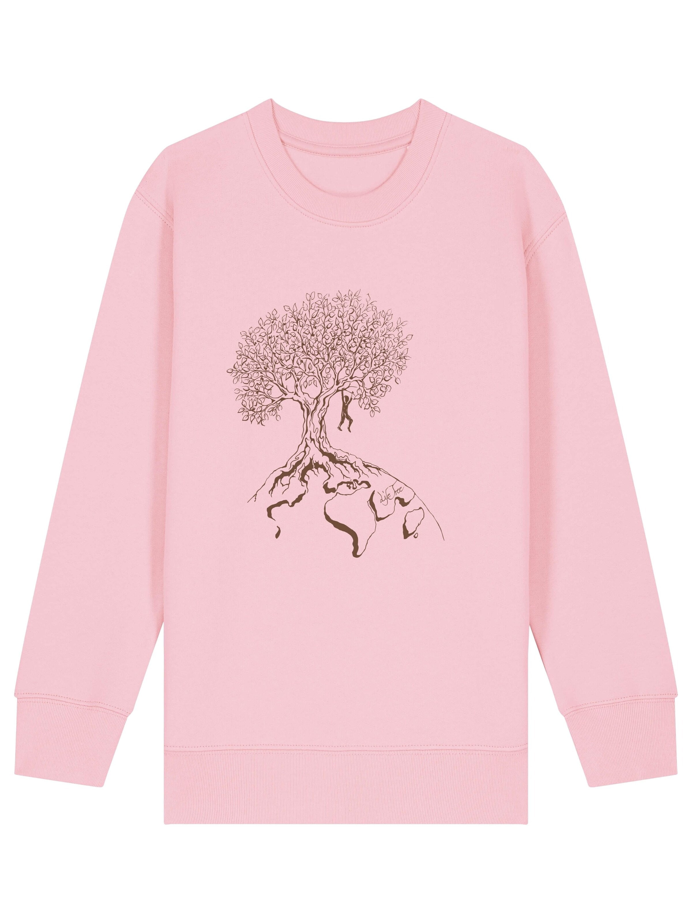 Life-Tree Sweatshirt 'Organic Fairwear Sweater Kids Unisex Hanging On' in Pink: front
