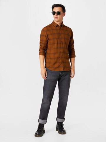 TOM TAILOR Regular fit Button Up Shirt in Brown