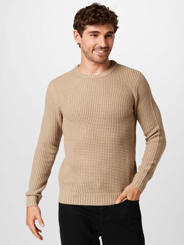 Pull-over 'NICK' JACK & JONES en beige : devant