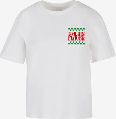 XXXL dydžio Marškinėliai 'Italian Flavor' iš Miss Tee, spalva – žalia / kraujo spalva / balta, Prekių apžvalga