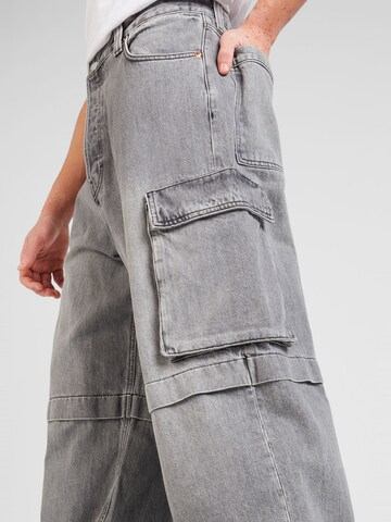 WEEKDAY Wide leg Τζιν cargo 'Pasadena' σε γκρι