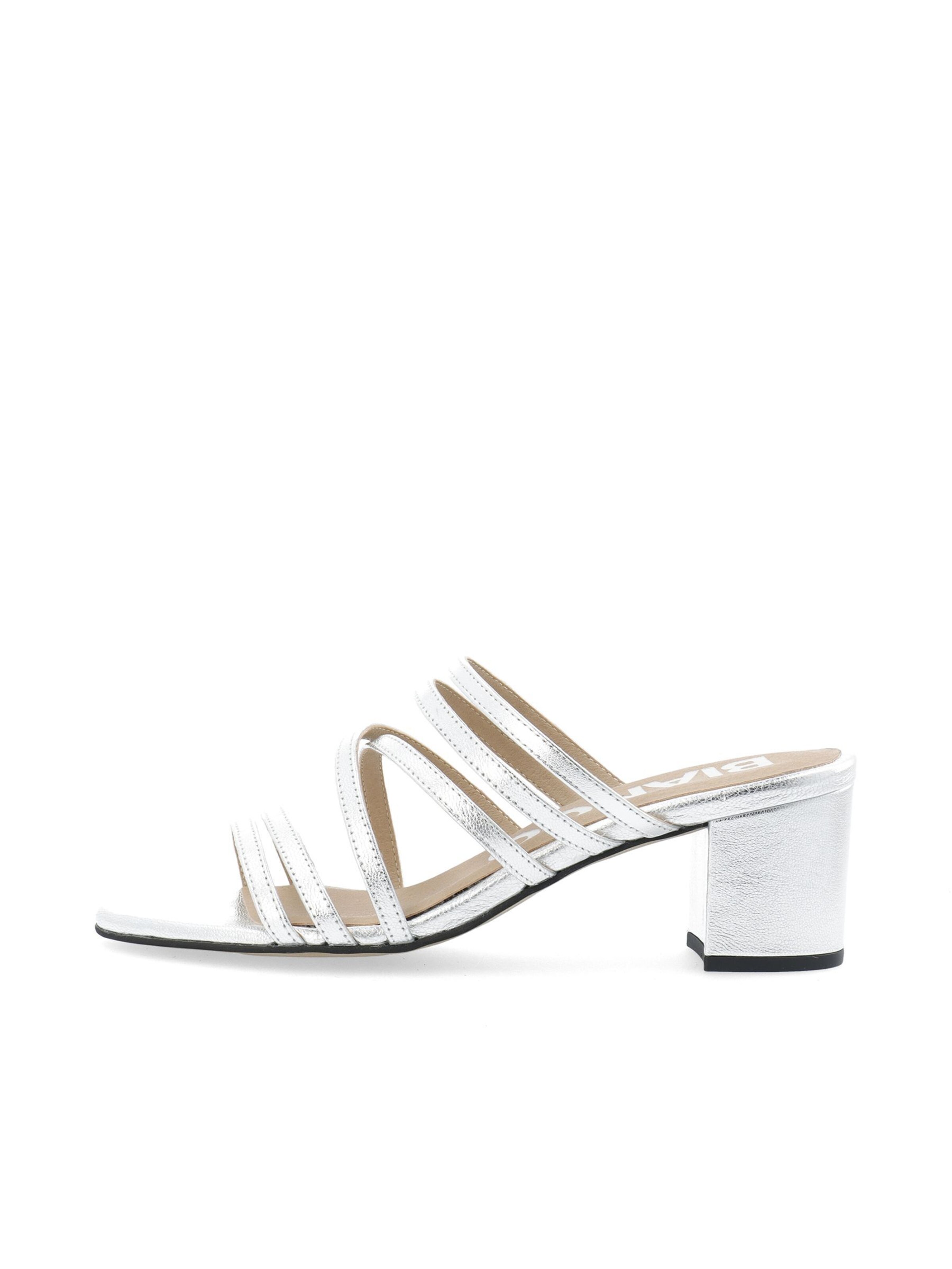 Bianco Mules 'Belle' in Silver: front