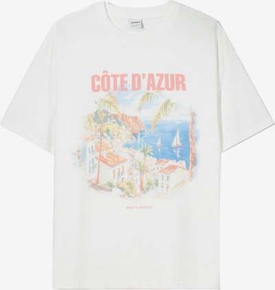 Bershka Majica u ecru/prljavo bijela / plava / narančasta, Pregled proizvoda