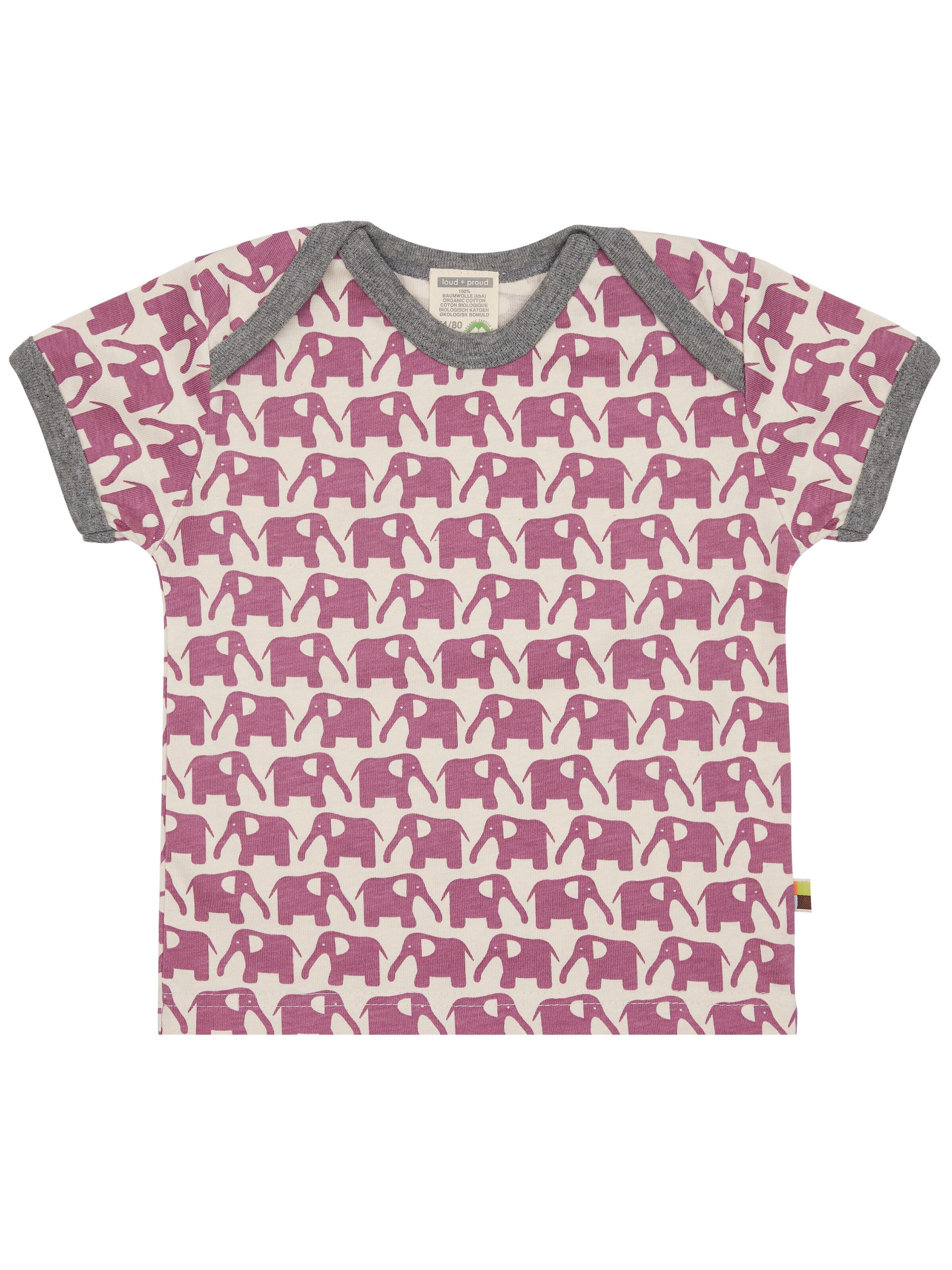 loud + proud Shirt 'Elefanten' in Purple: front