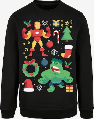 Sweat-shirt 'Marvel Universe Iron Man And Hulk Christmas Day' F4NT4STIC en noir : devant