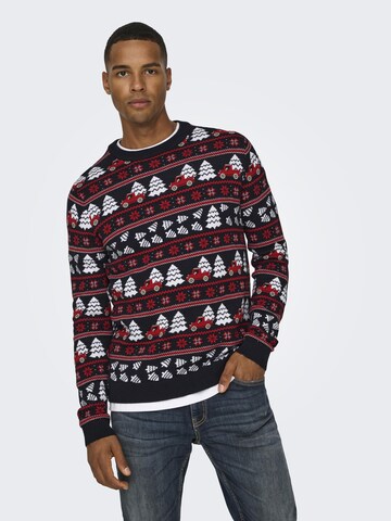 Only & Sons Trui 'ONSXmas' in Blauw