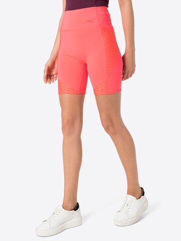 PUMA - Skinny Calças de desporto em laranja: frente