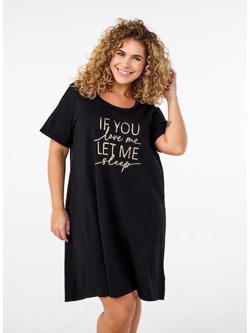 Chemise de nuit 'Mally' Zizzi en noir : devant