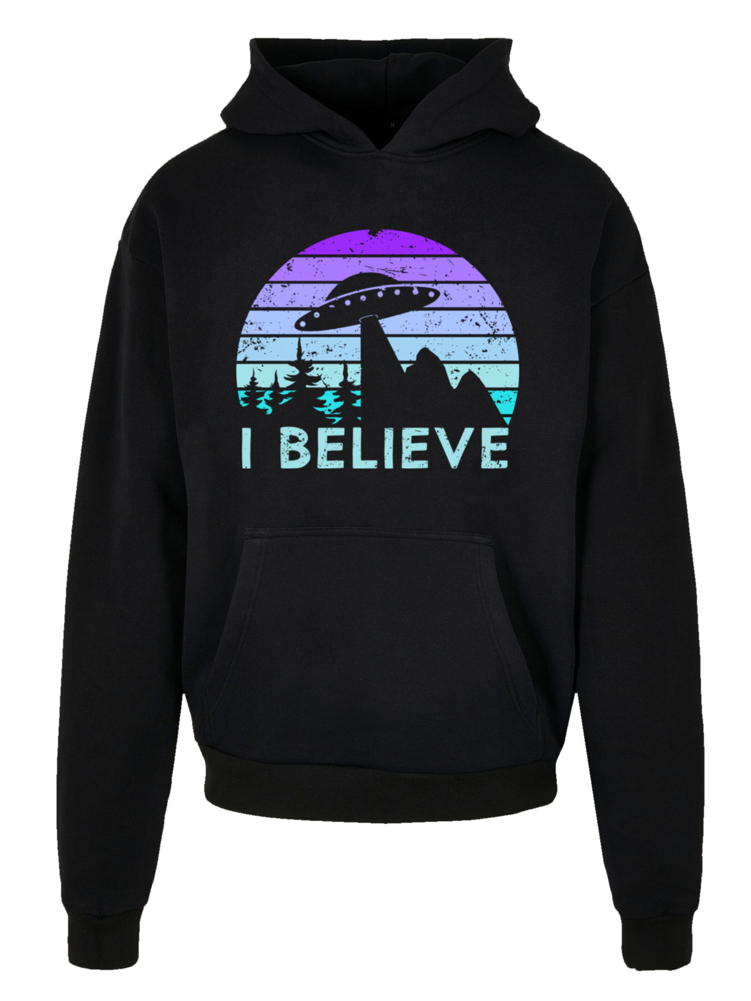 Sweat-shirt 'I Believe UFO' F4NT4STIC en noir : devant